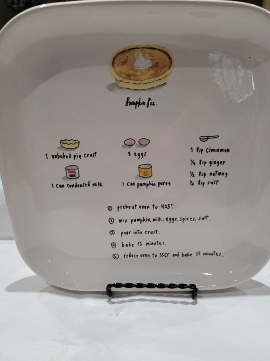 Rae Dunn Pumpkin Pie Recipe Plates - 4 8x8