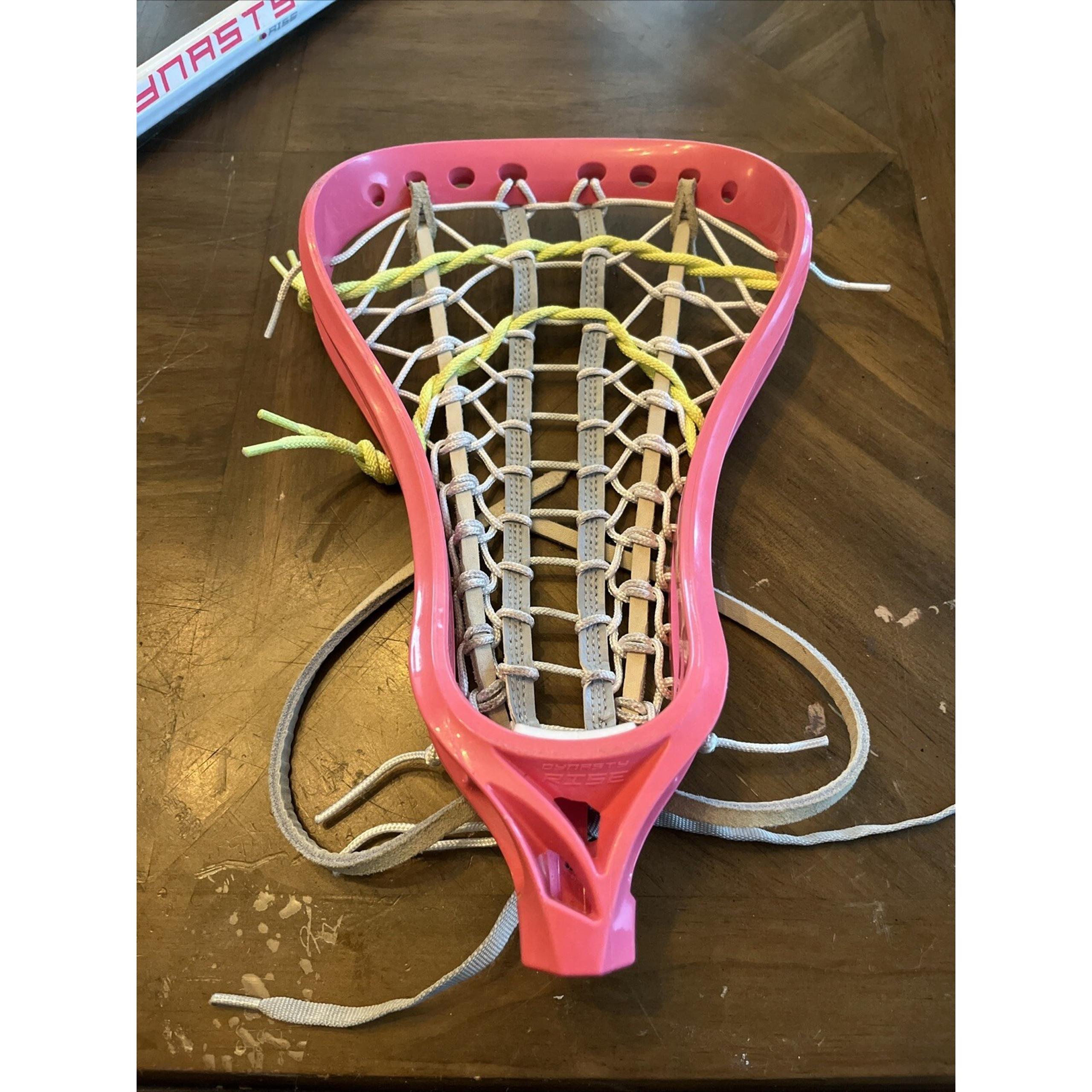 Brine Dynasty Rise Womens Lacrosse Stick 42.5" White Pink w/ Polka dots