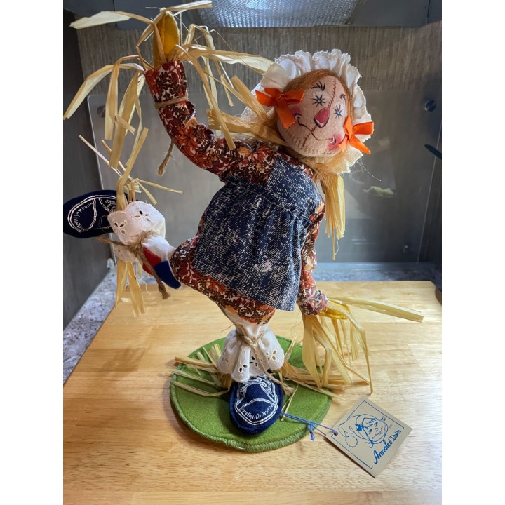 Vintage Annalee Fall Halloween Girl Scarecrow Doll Figure 1994 13 Inches Tall