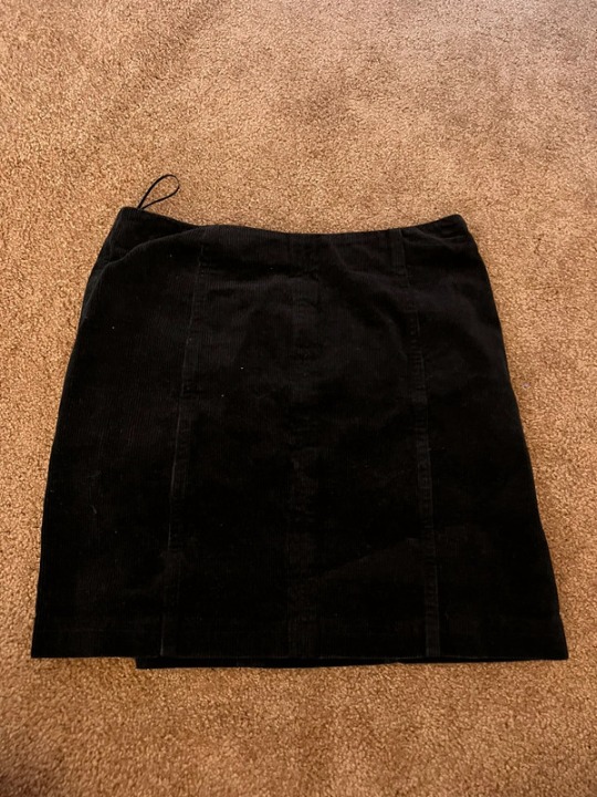 Black corduroy mini skirt