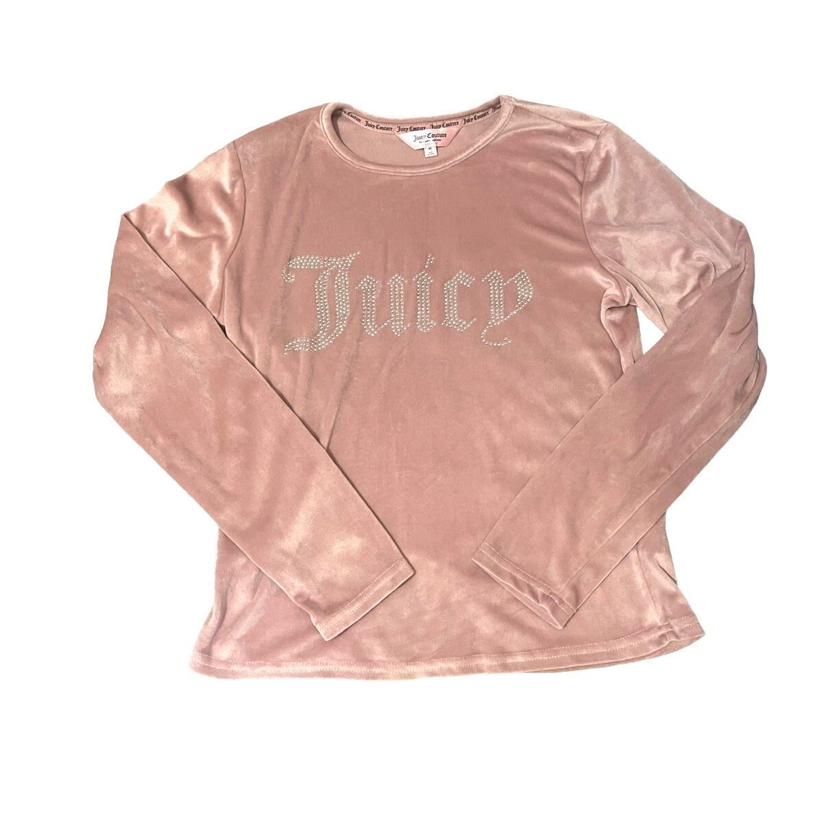 JUICY COUTURE SLEEPWEAR Pink Velour Bling Sleep Shirt Top Size Medium Cozy