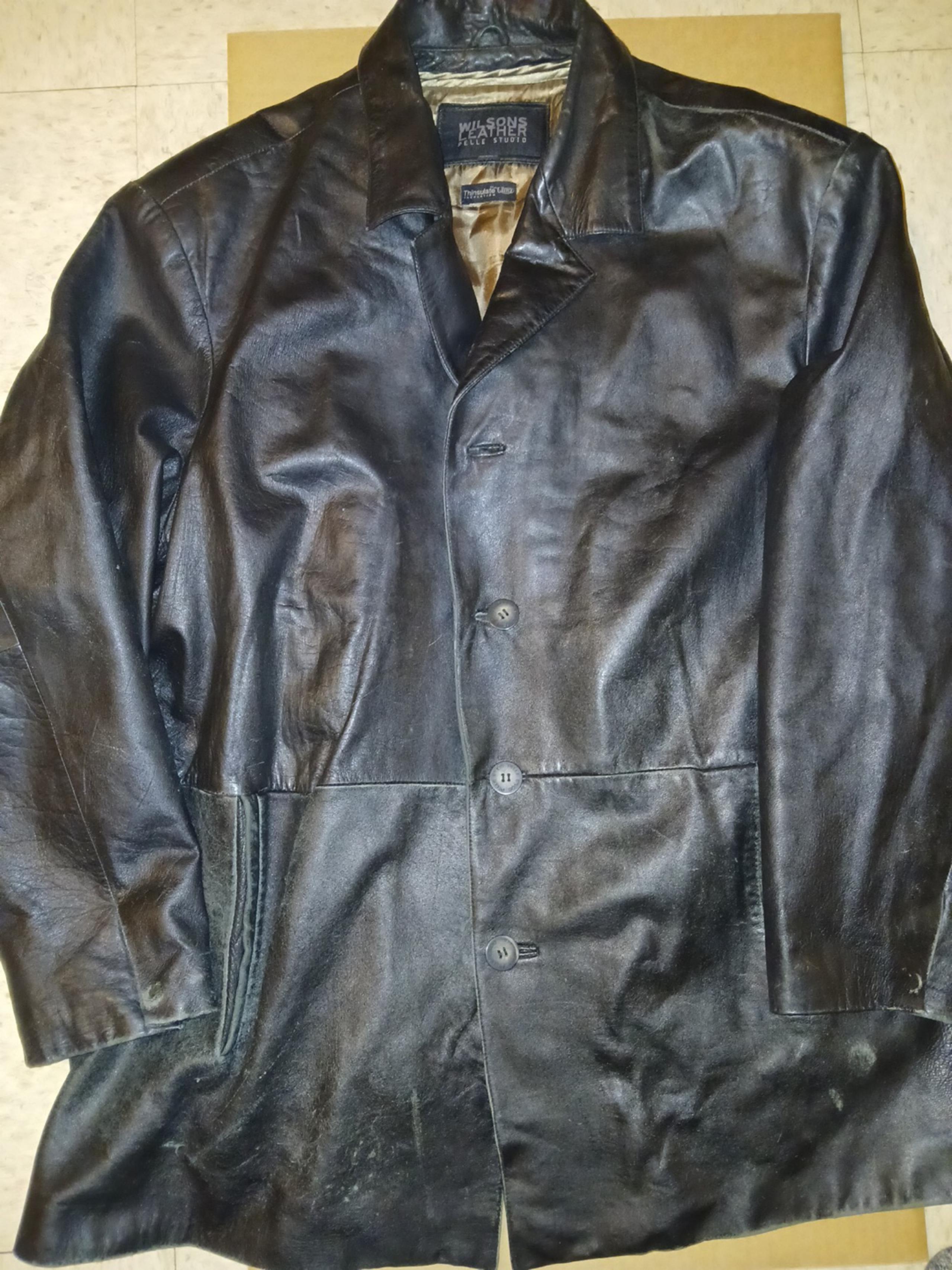 Vintage Black Leather jacket Wilson's leather tag 2x no holes no damage 2x size