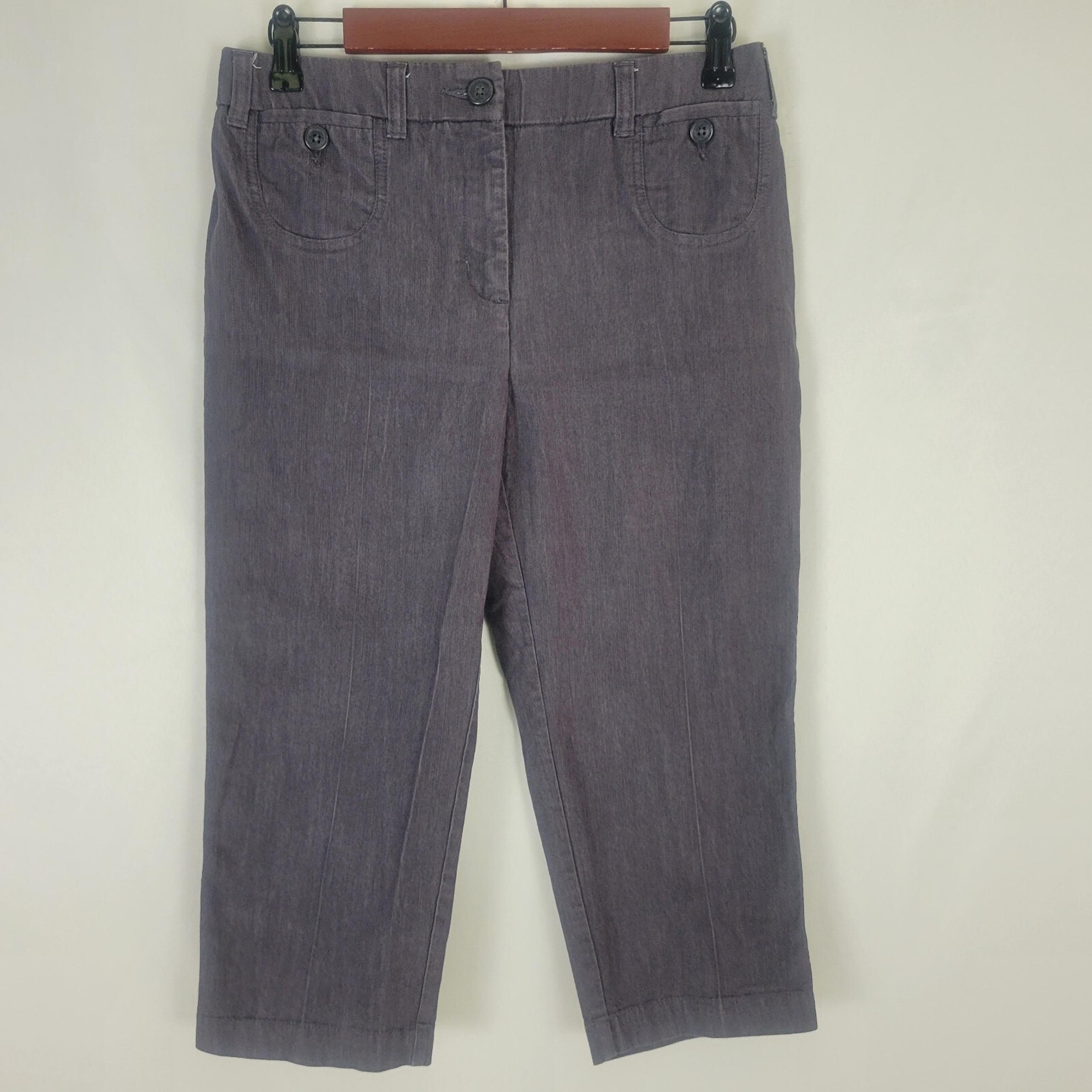 Cato Pants Womens 6 Gray Mid Rise Capri Button Front Pockets W30 x L19