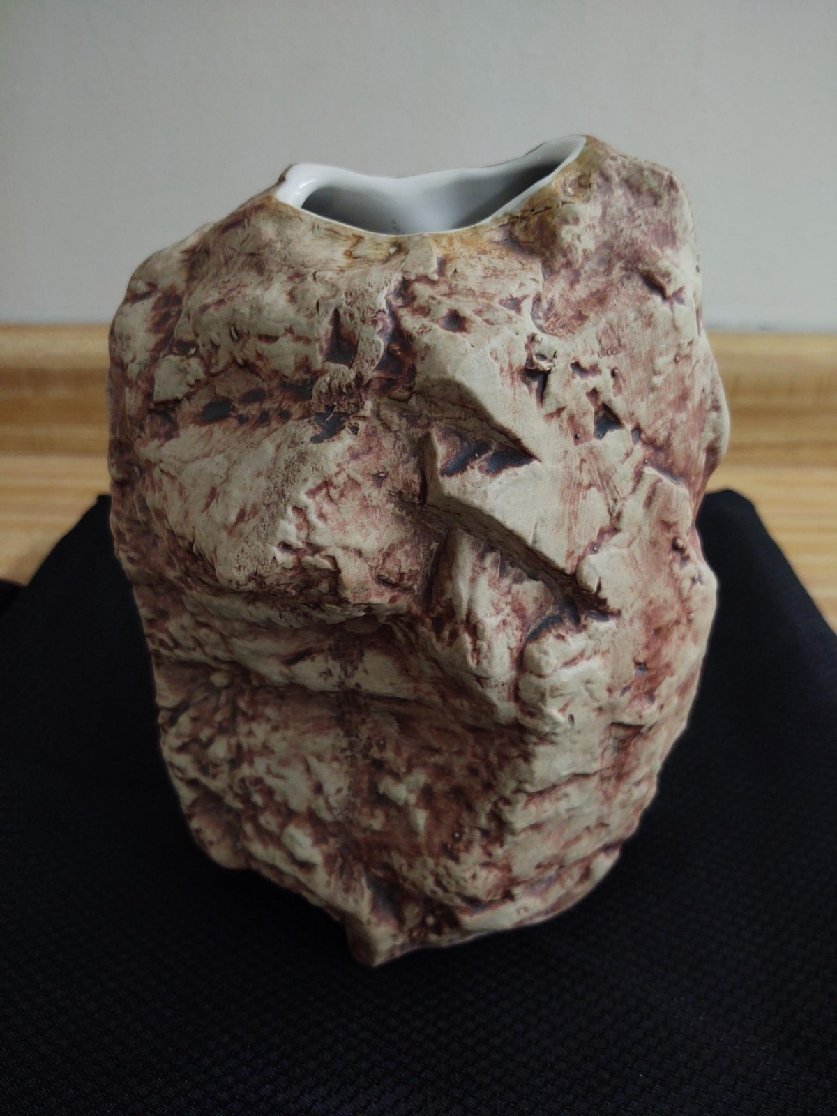 Vintage rock shaped vase; ceramic.