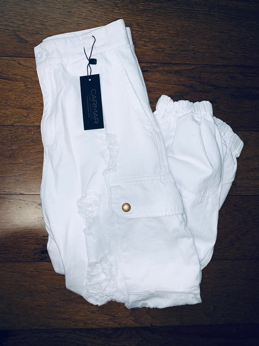 White Carmar Cargo Jeans