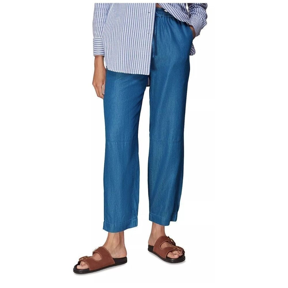 NEW! Whistles Woman's Lucy Chambray Barrel Leg Trouser Pants Size 4 199