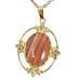 Carnelian Pendant Necklace Gold Tone Chain Women Jewelry Stone Cabochon Vintage