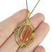 Carnelian Pendant Necklace Gold Tone Chain Women Jewelry Stone Cabochon Vintage