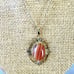 Carnelian Pendant Necklace Gold Tone Chain Women Jewelry Stone Cabochon Vintage