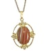 Carnelian Pendant Necklace Gold Tone Chain Women Jewelry Stone Cabochon Vintage