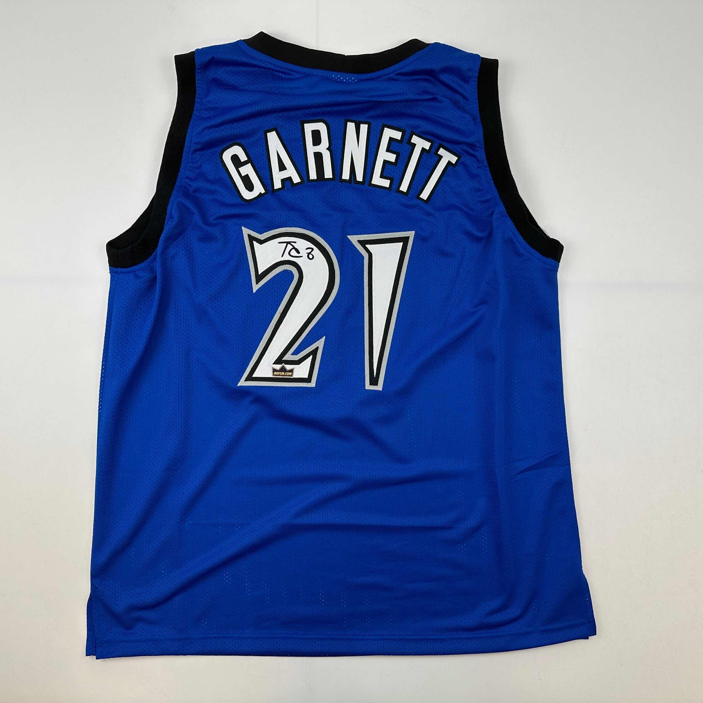 Facsimile Autographed Kevin Garnett Minnesota Blue Auto Jersey Size Men's XL