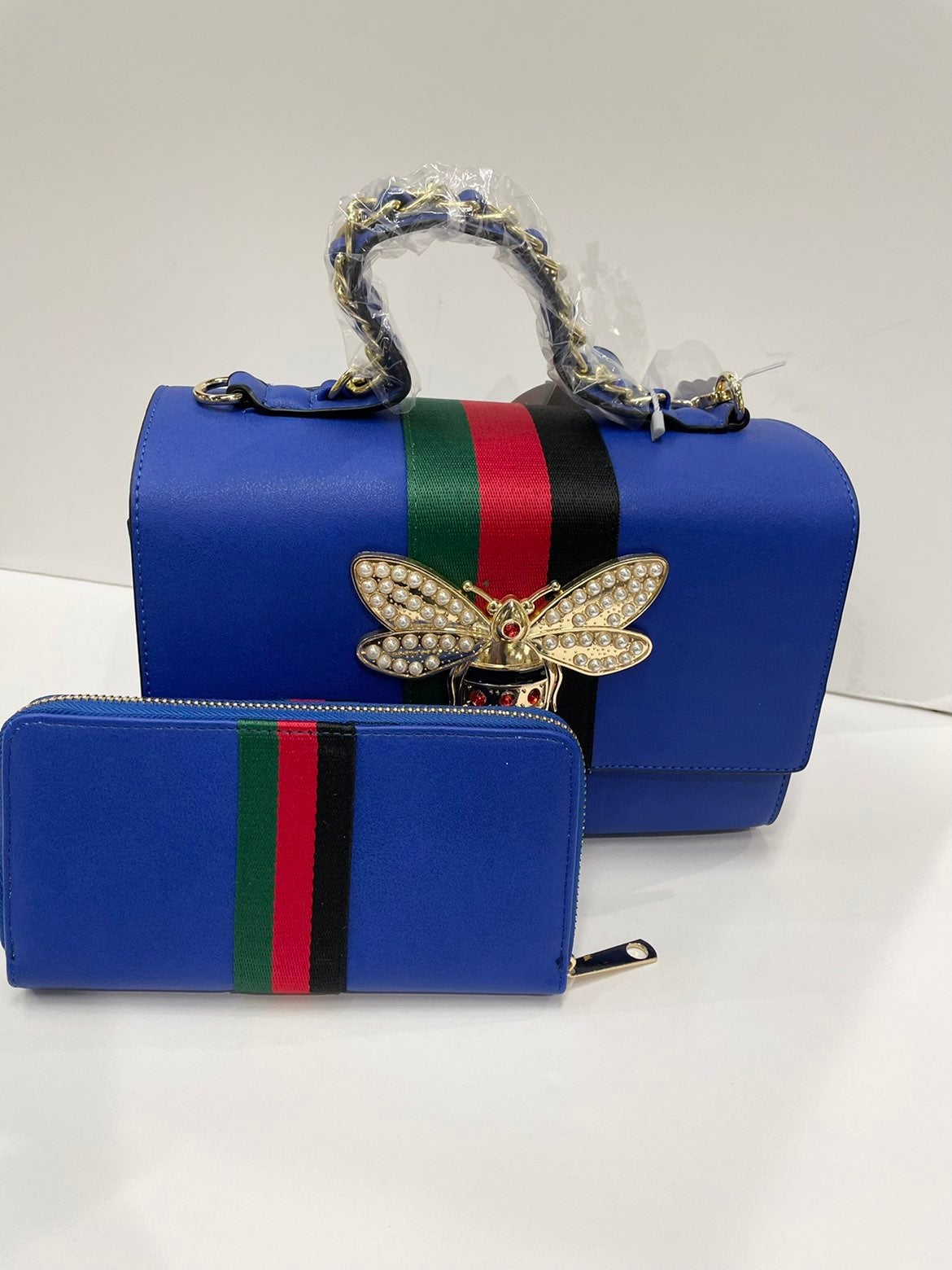 Blue Bumble Bee Handbag Set