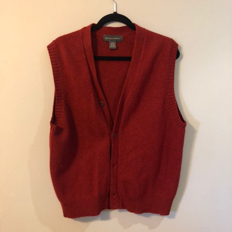VINTAGE BANANA REPUBLIC RED WOOL VEST