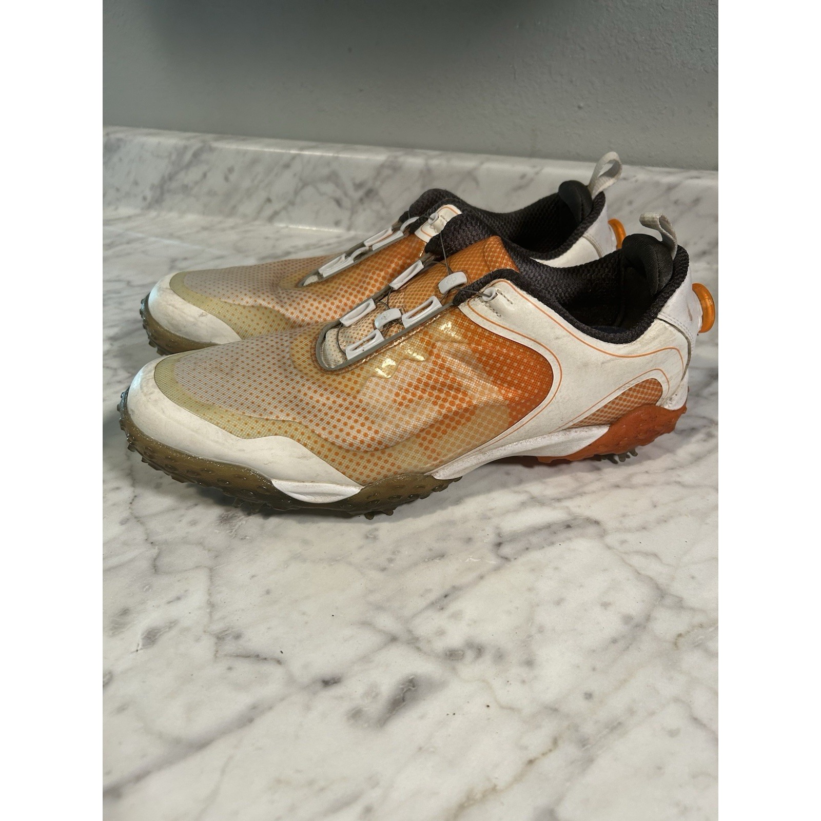 Footjoy FreeStyle BOA Mens Size 12, White Orange 57344 Golf Shoes, EUC