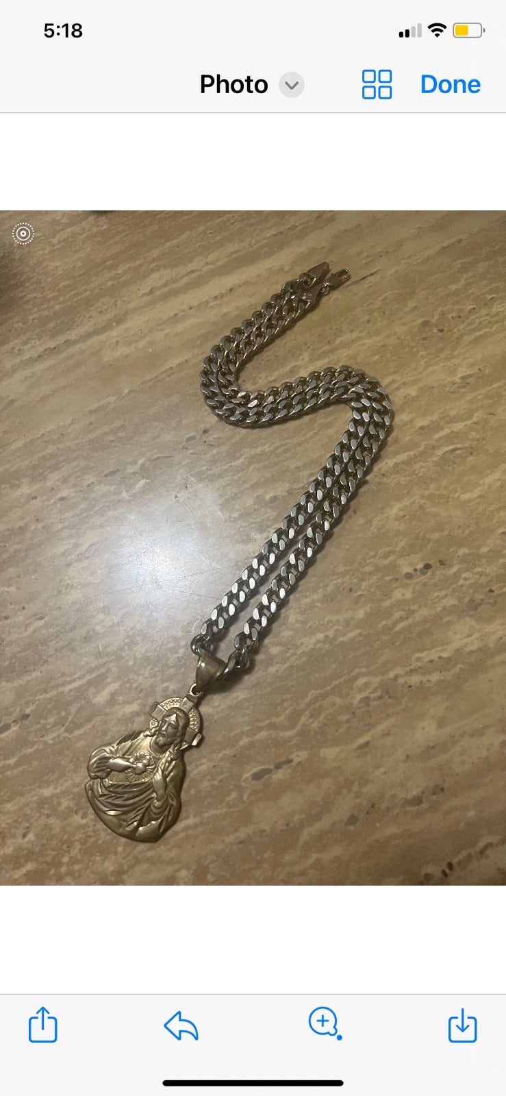 18k gold plted Cuban Link Necklace and Pendant