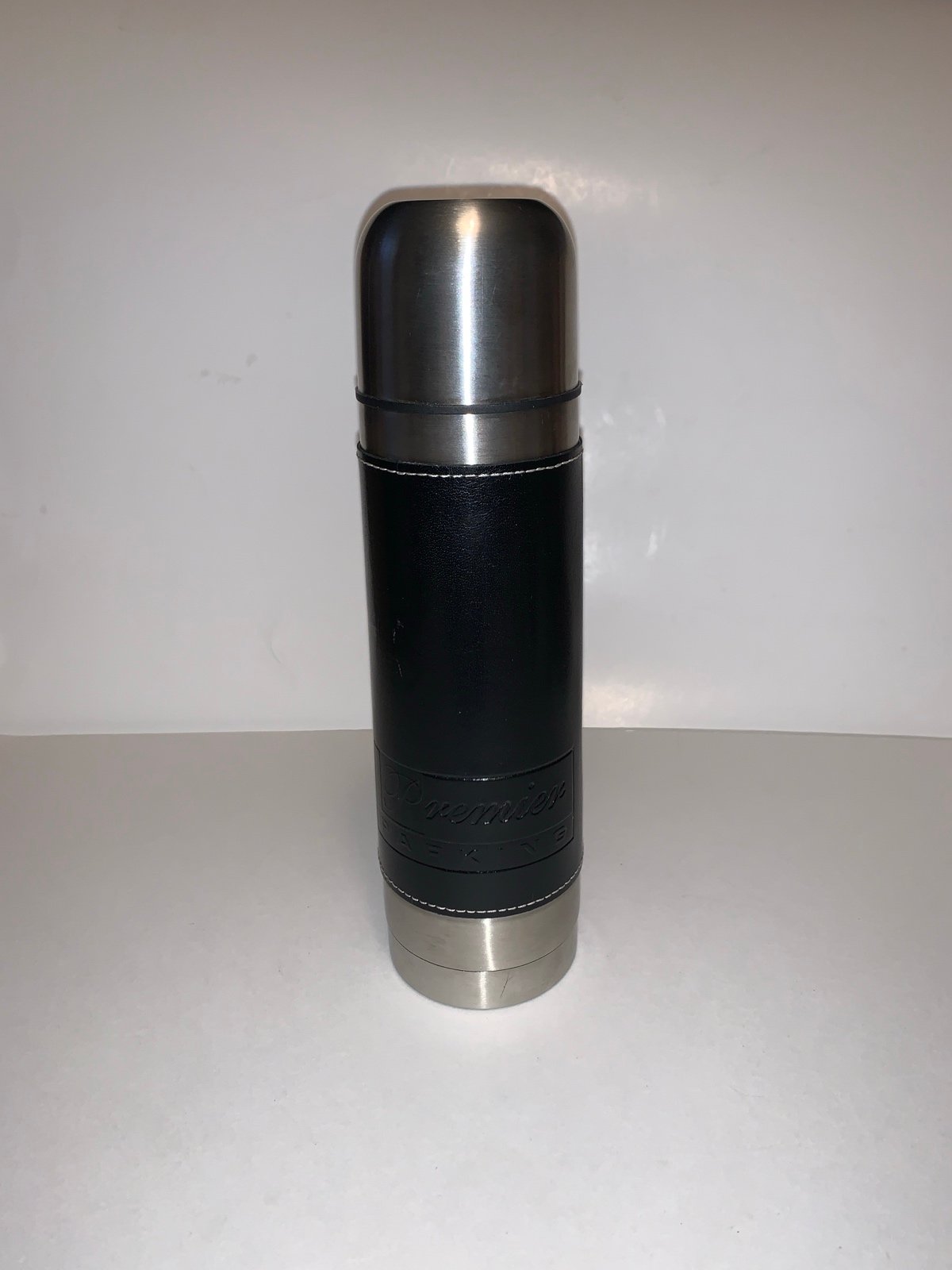 Vintage Leeman Premium Leather Wrapped Coffee Stainless Steel Thermos