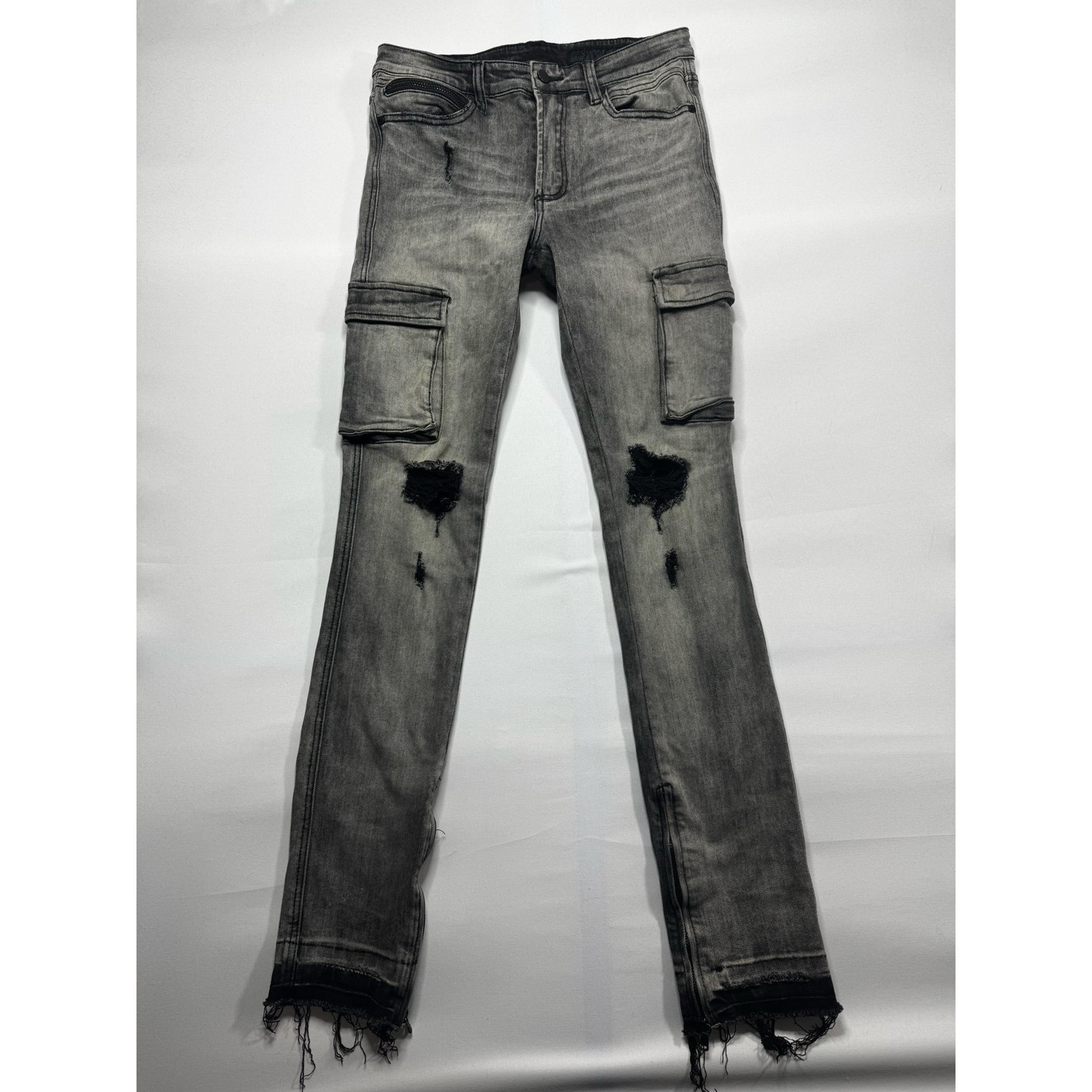 Rockstar Original Men's RSM208 Dudley Slim Fit Gray Cargo Jeans - Size 30x34