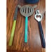 Fiesta Cocktail And Utensil Caddy 5 Piece Stainless Blue With Colorful Utensils