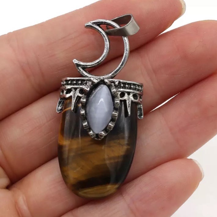Natural Tiger’s Eye with Moonstone Pendant