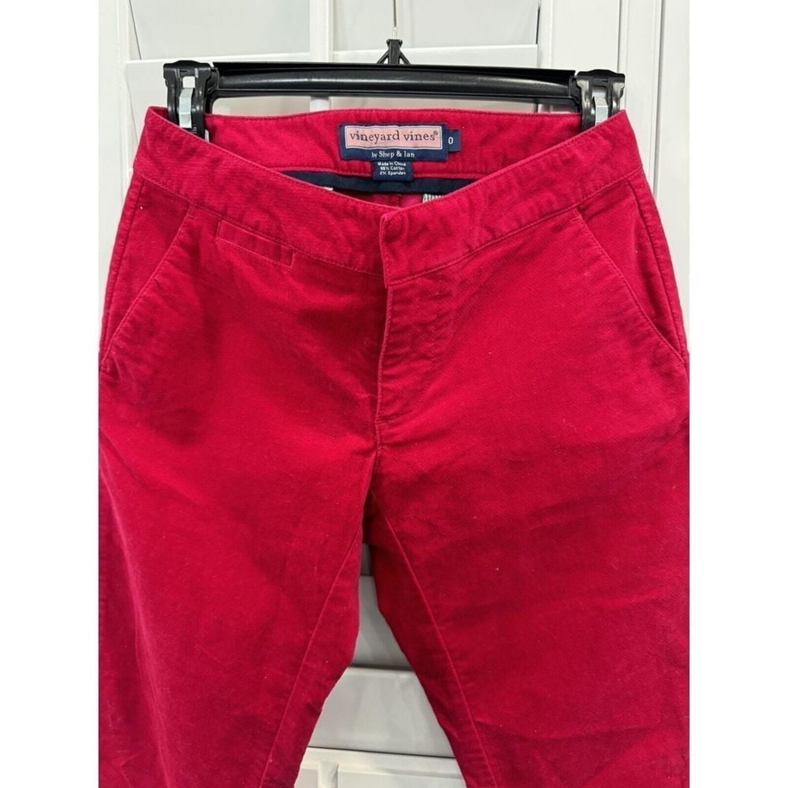 VINEYARD VINES Pants Women's 0 Berry Cotton Stretch Corduroy Red