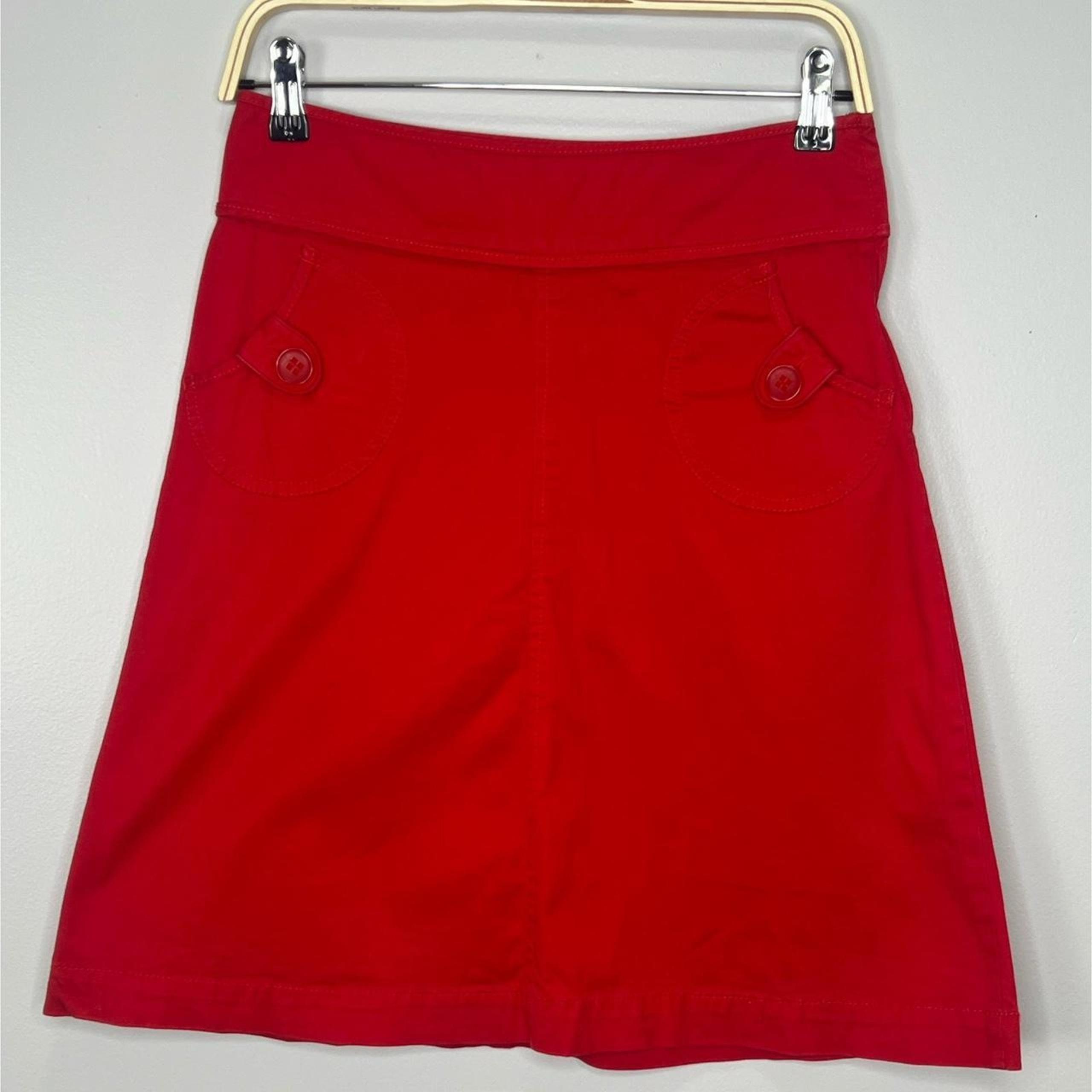 H&M A-Line Skirt Size 4 Red Front Pockets Twee