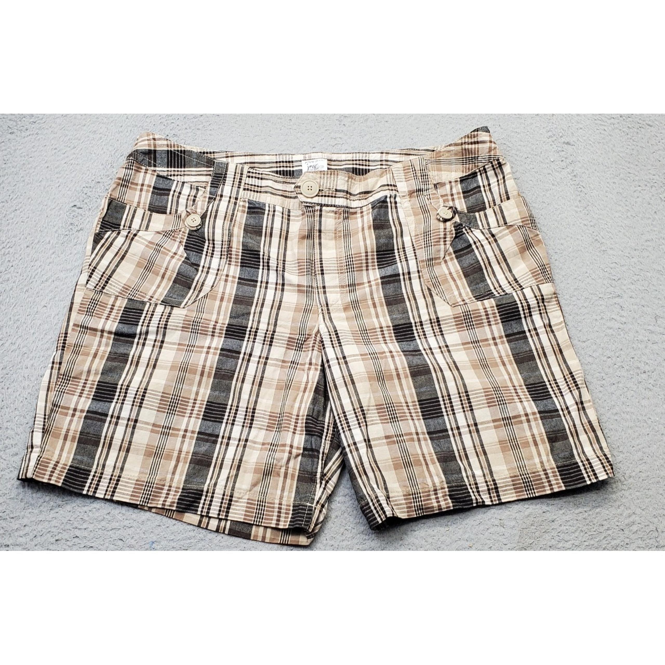 Just My Size Chino Shorts Womens 20W Multi Plaid Casual Flat Front Pockets 52469