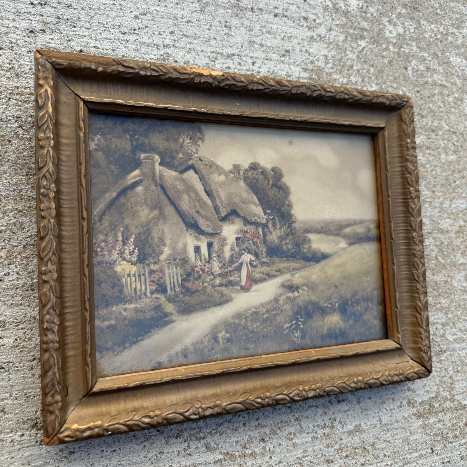 Vintage Ornate English Countryside Cottage Gold Framed Art Print Wall Decor