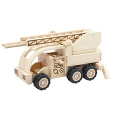 PlanToys Modern Classic Natural Rubber Wood Fire Truck 6122