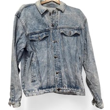 perfectly sun-faded vintage size L denim jacket with striped detailing