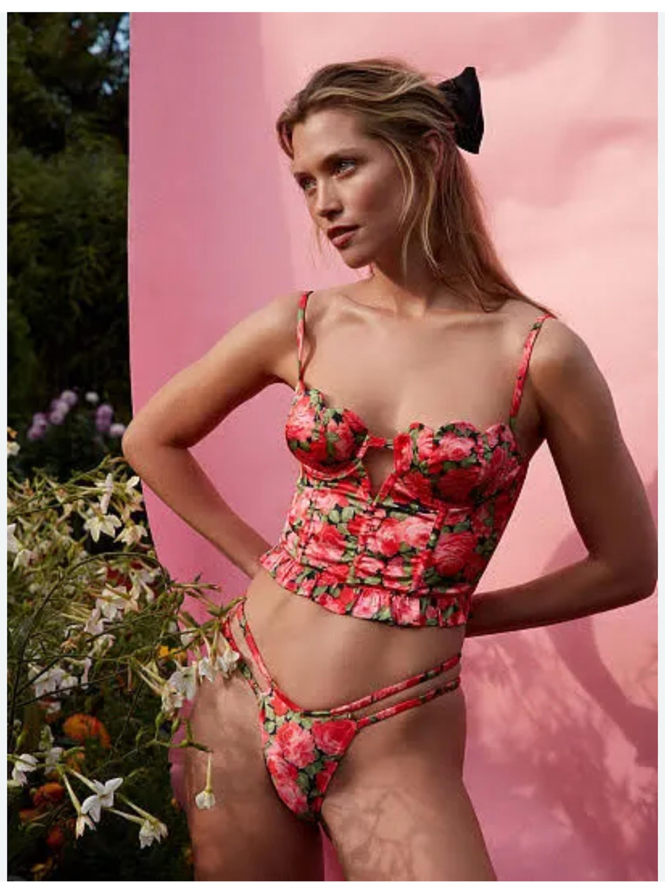 For Love & Lemons Madeleine Corset Bustier Floral Top NWT XXS Ruffle