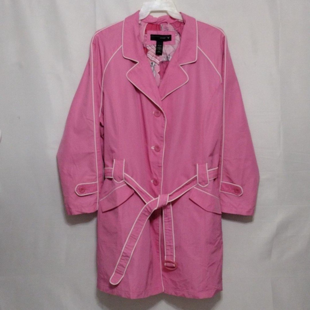 Venezia Lane Bryant Plus Size Lightweight Pink Belted Trench Coat Size 26-28