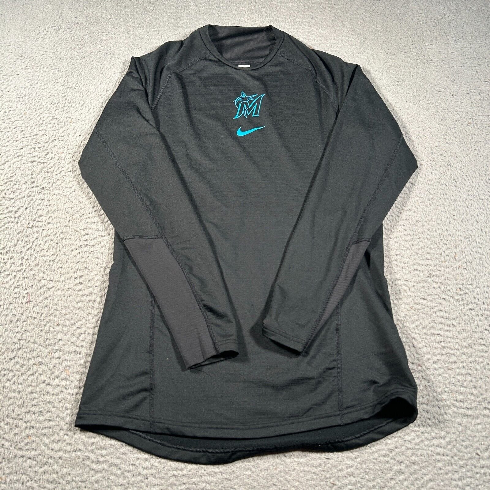 Nike MLB Marlins Jon Berti Game Worn Shirt Men Size Medium Player Issue Black