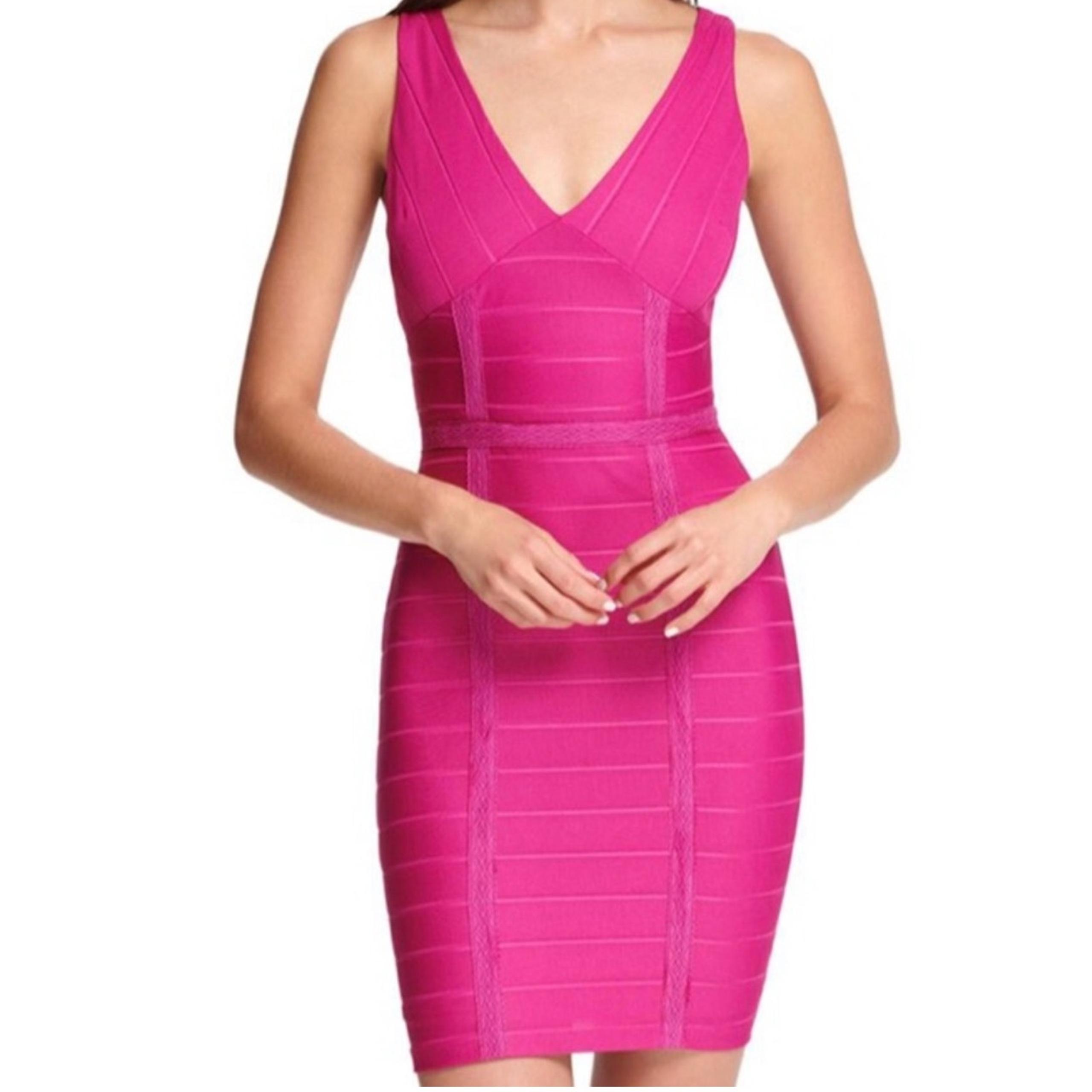 Guess Sleeveless Fushcia Pink Bandage Party Dress Size 14 New