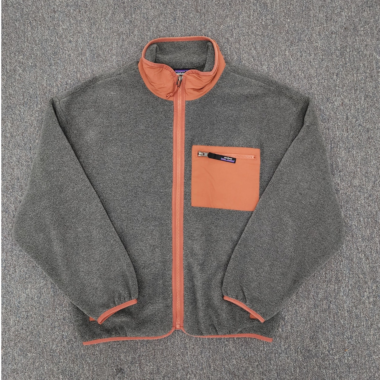 L Patagonia Full Zip Up Sweater Women's GREY ORANGE Brand New