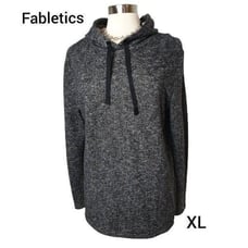 Fabletics Women's Taj Hoodie Black Speckled French Terry Pullover XL NWOT