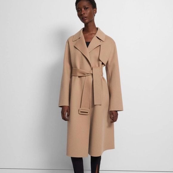 NWT Theory Wrap Trench Oaklane DF Wool Cashmere Coat Size M