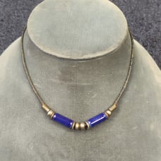 Vintage lapis luzuli and Gilt silver choker necklace