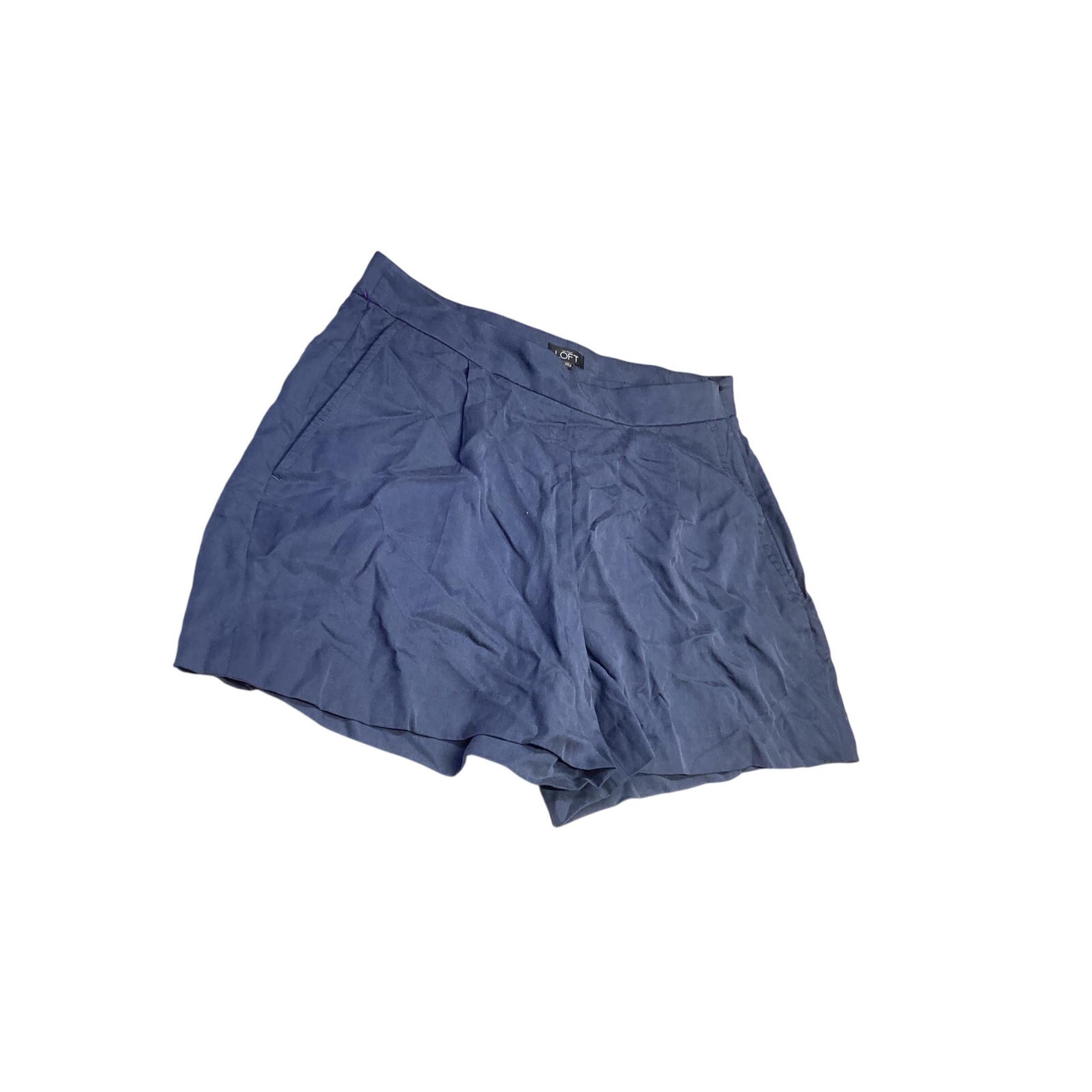 Ann Taylor Loft Women's Standard Fit Pleated Pockets Navy Blue Chino Shorts Sz 4