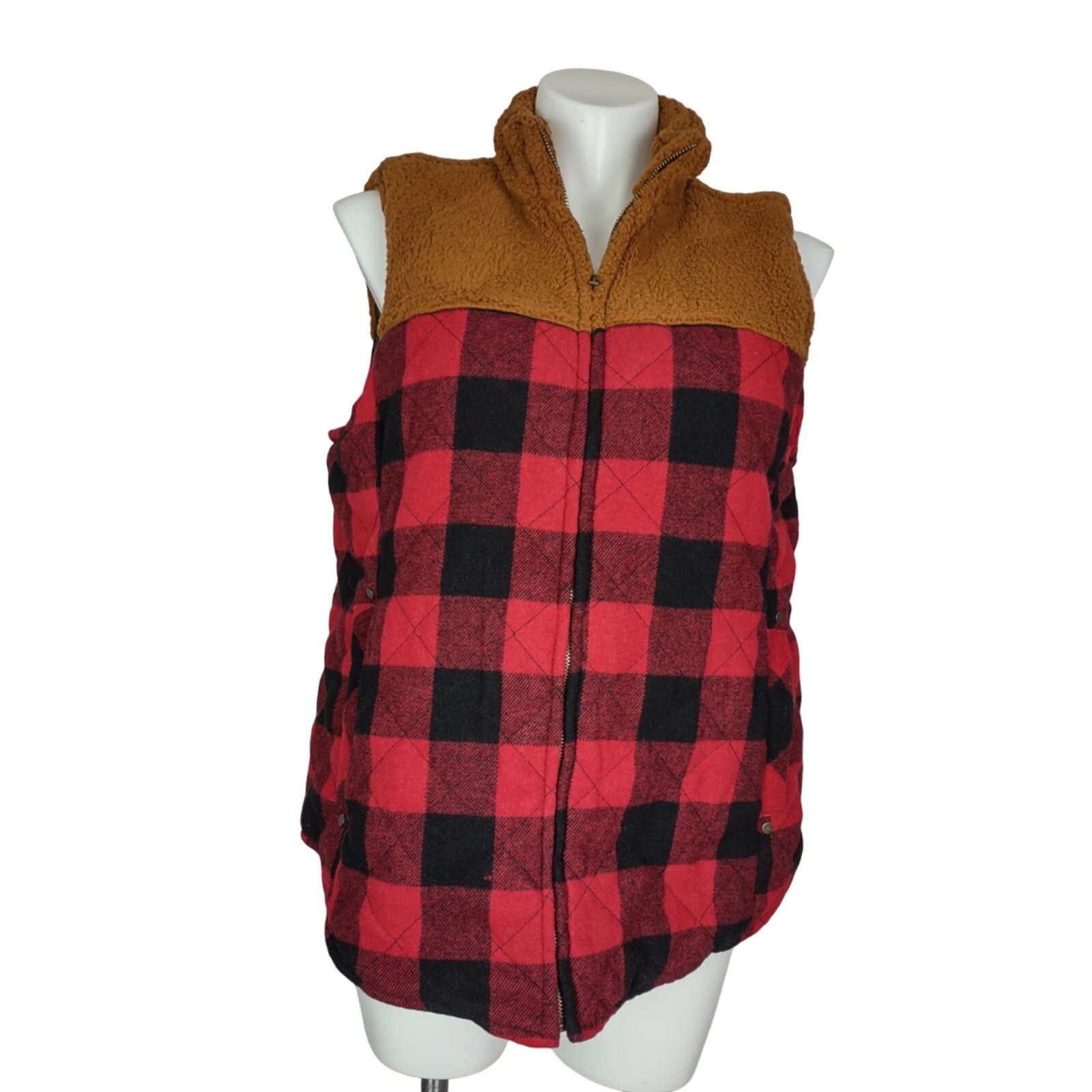 Maurices Buffalo Plaid Sherpa Block Vest Size 1X