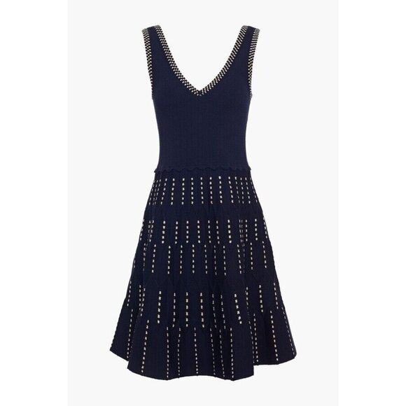 NWT Sandro Jasm in Marine Ribbed Stretch Knit Fi & Flare Tank Dress 36 / US 4