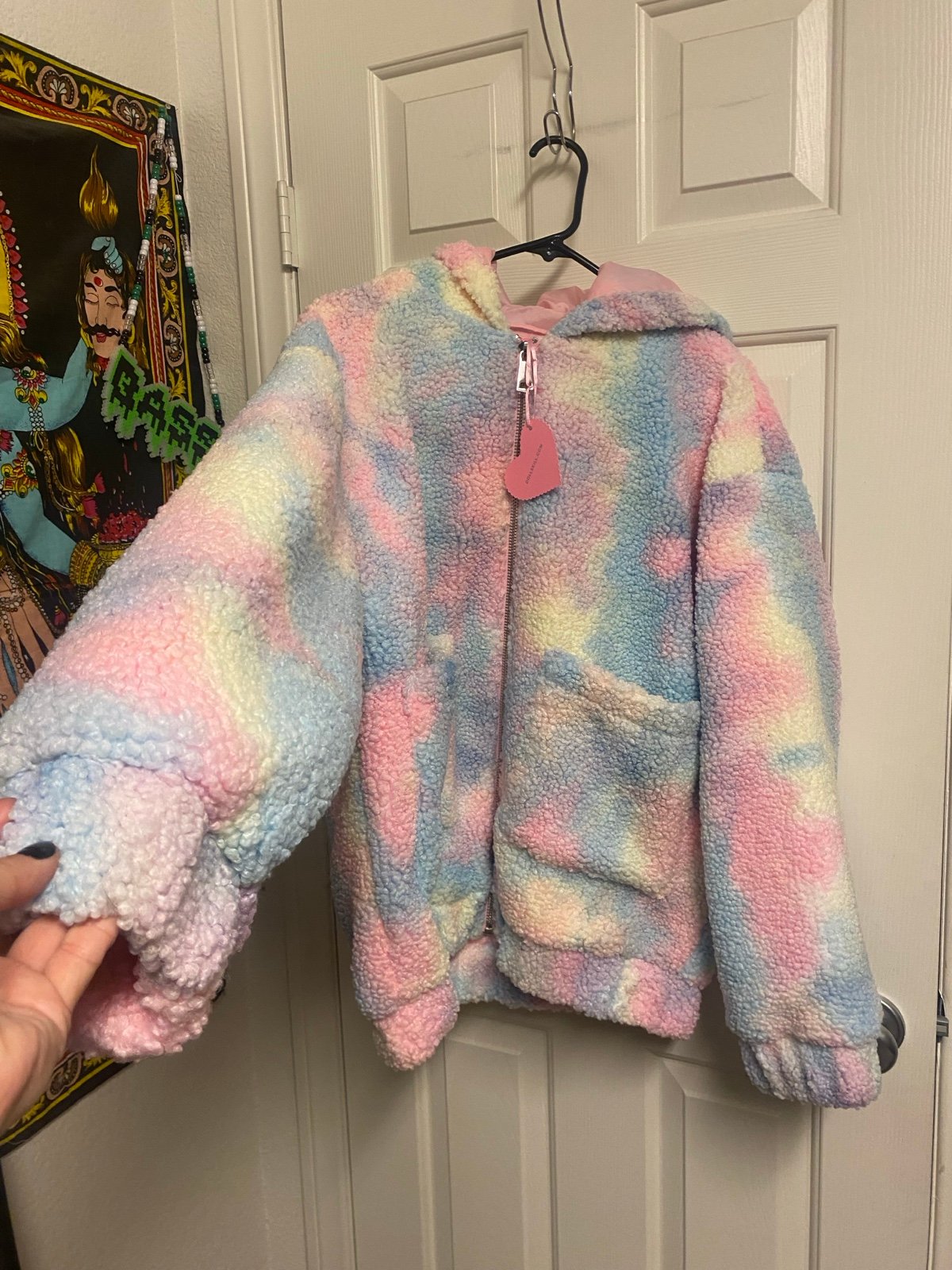 Cotton Candy Dollskill Sugar Thrillz Pastel colors sherpa jacket oversized