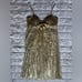 Jovani Gold Sequined & Lace Babydoll Dress w/ Bow Ethereal Goddess Whimsical - 8