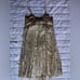 Jovani Gold Sequined & Lace Babydoll Dress w/ Bow Ethereal Goddess Whimsical - 8