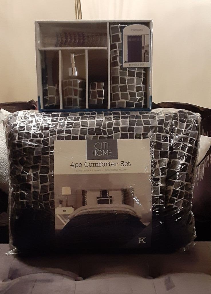 Navy Comforter & Shower Curtain Set