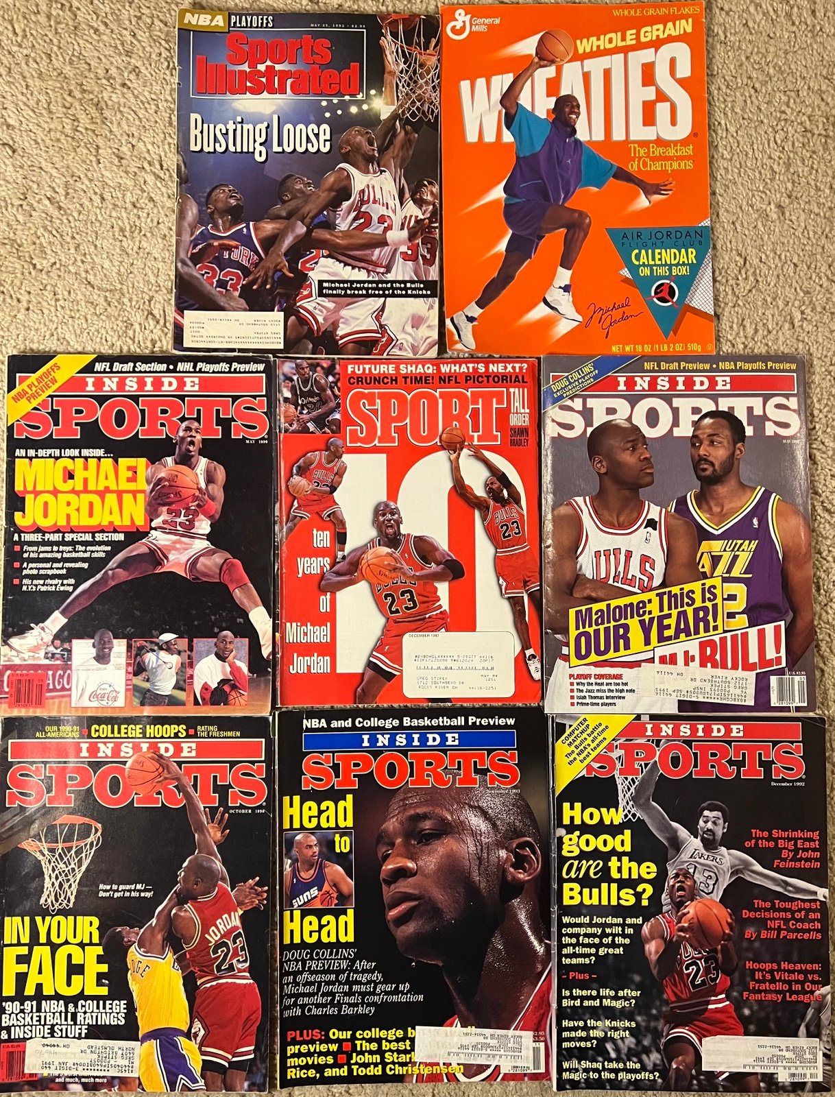 Lot of 7 Vintage Michael Jordan Magazines + Wheatley’s Calendar