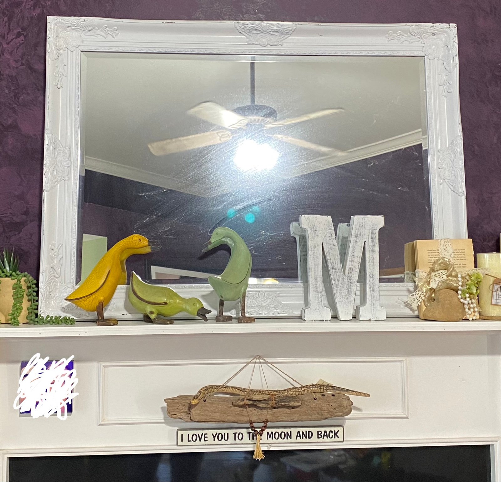 Beautiful Large heavy white mirror