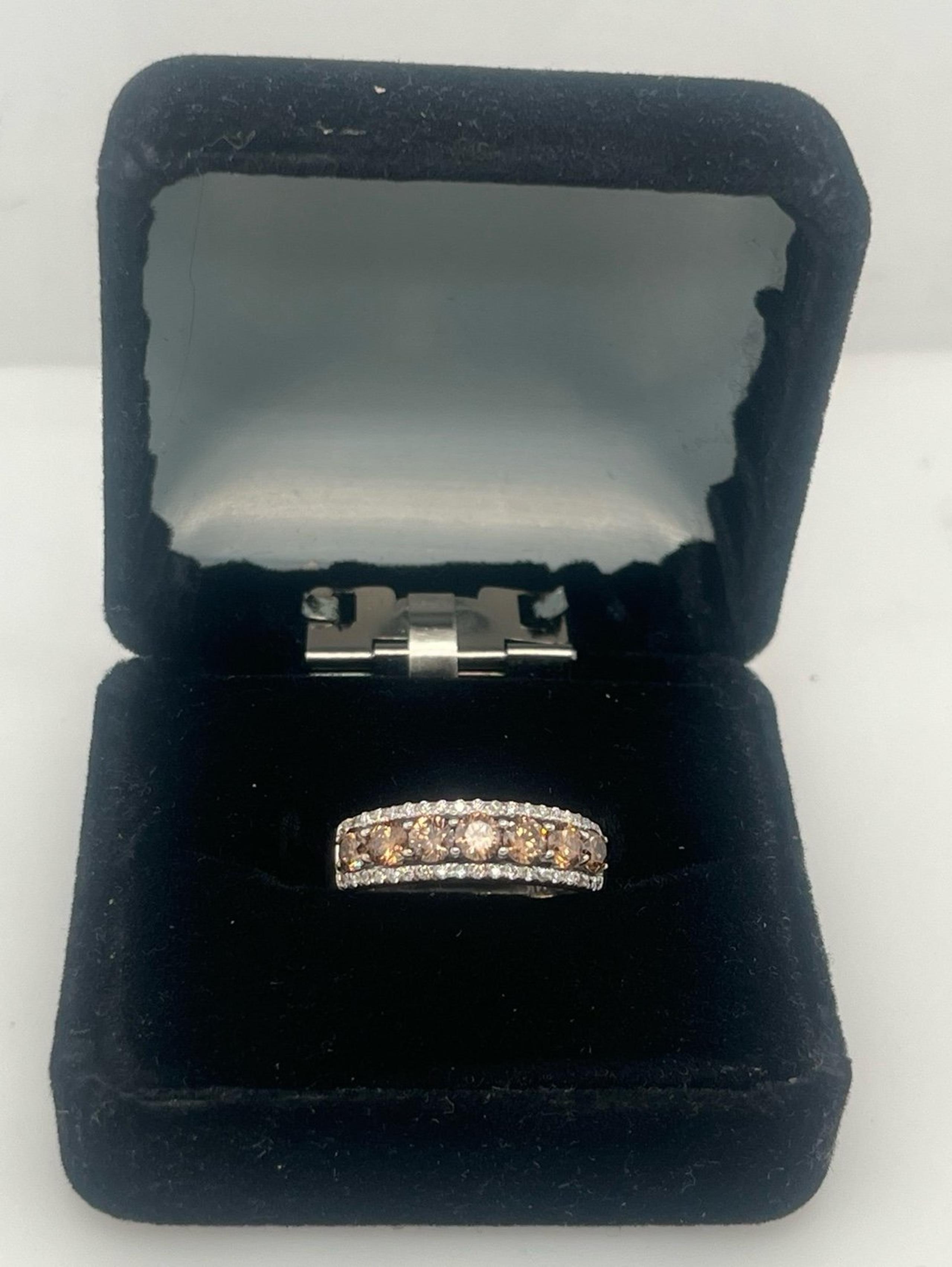 LeVian 14K White Gold Chocolate and Vanilla Diamonds Ring