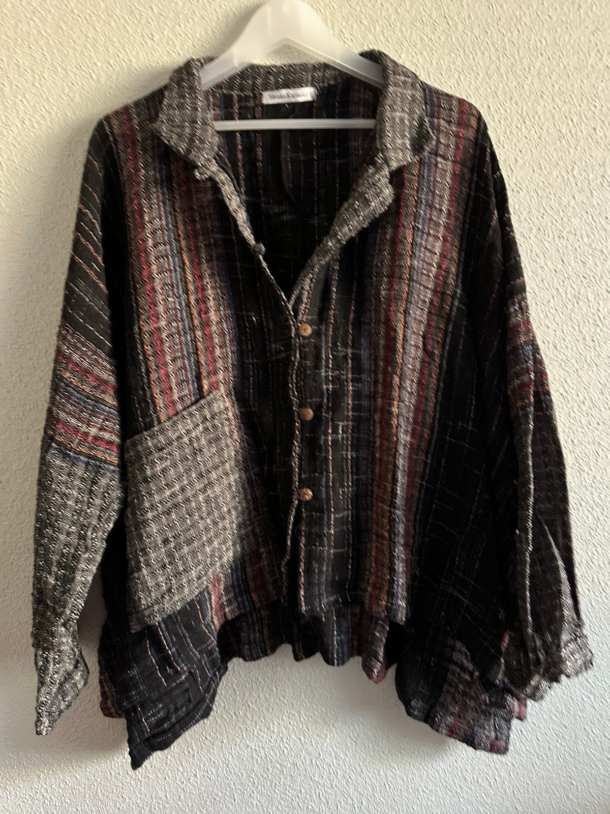 Yasuko Kurisaka Handwoven Lightweight Buttoned Lagenlook Jacket One Size