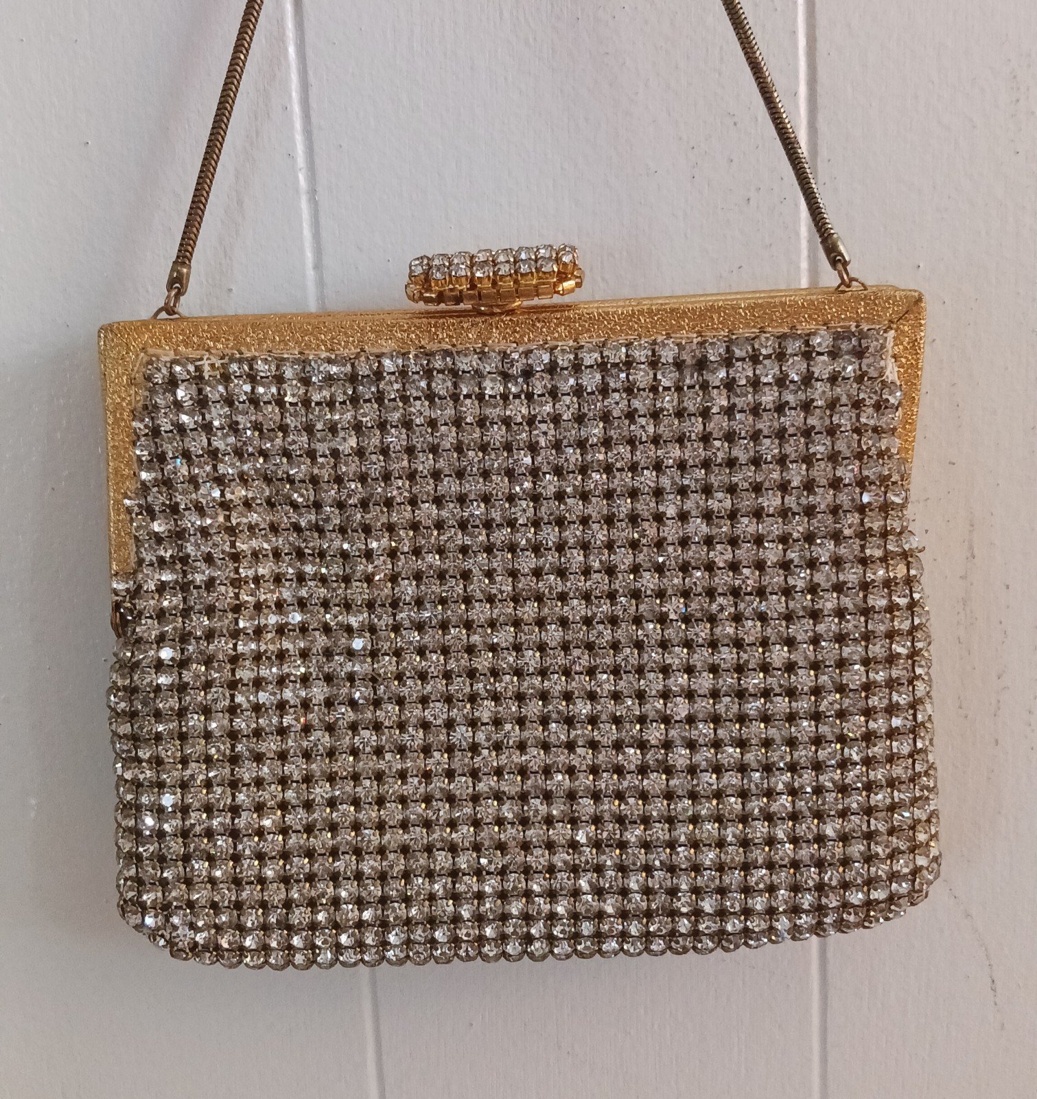 Vintage Art Deco French Rhinestone Bag Small Evening Purse Clutch Handbag 1930s