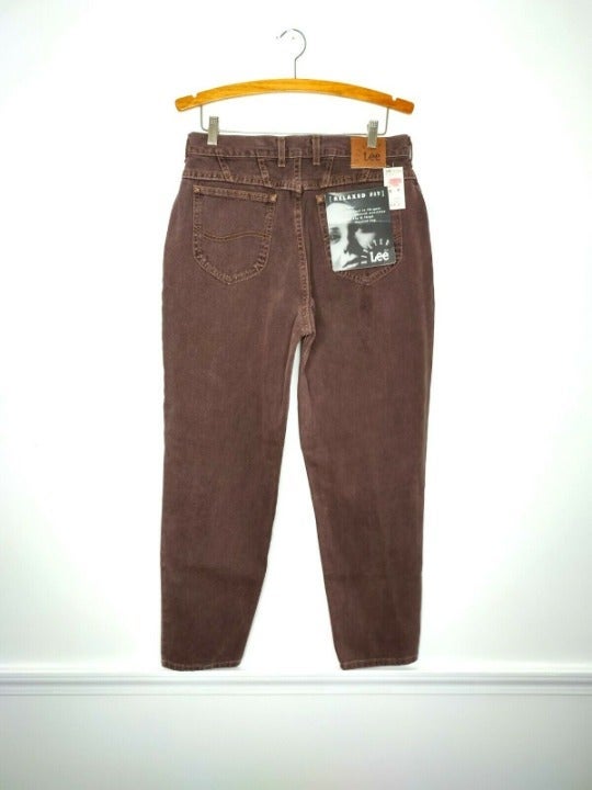 Vintage Lee Riveted Relaxed Fit Tapered Leg Women's Jeans Size 16P (32X28) Brown